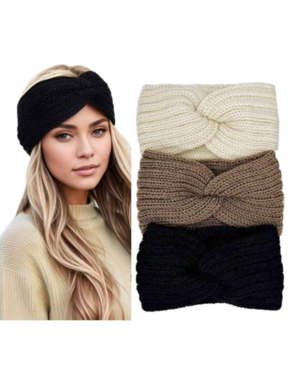 Warm Knit Winter Headbands Ear Warmers Acrylic Blend Chunky Women